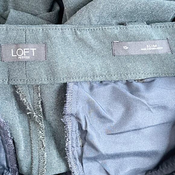 LOFT Slim Stretch Cropped Pants Heather Green 10P Petite Work Office Career - Picture 9 of 11